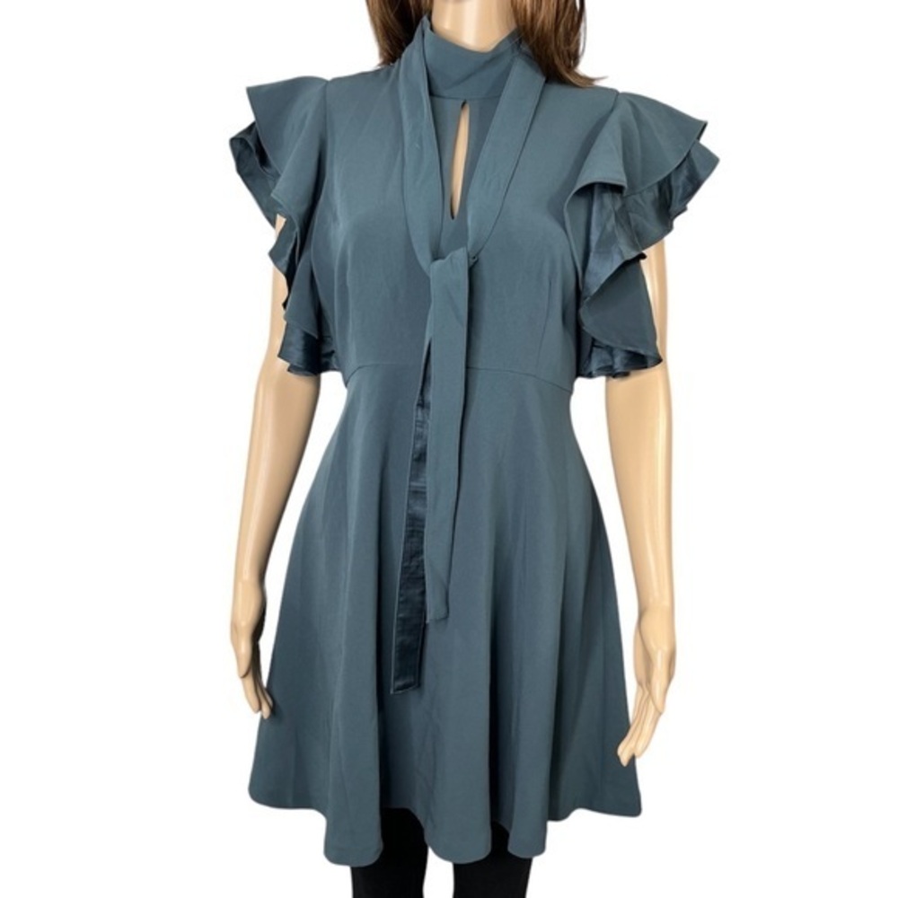 Cinq a sept NWT dress, in blue-grey color, regency core